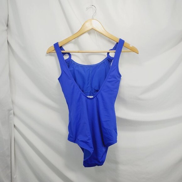 Hermosa Swim Blue One Pc Full Suit Tank Top with Ring Detail Blue size 2 (C-9) - Picture 4 of 6